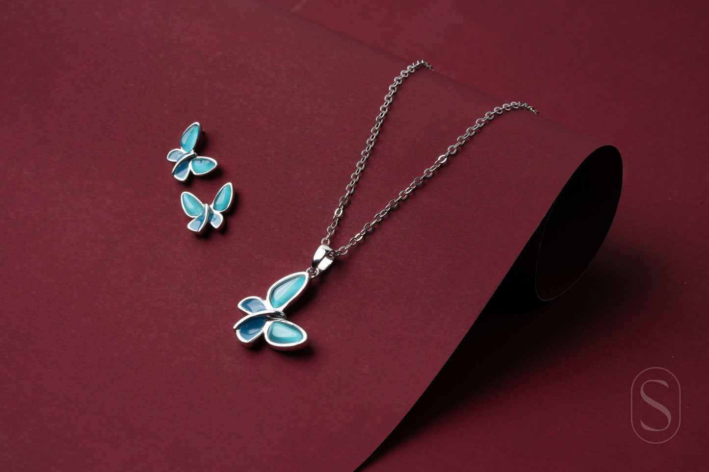 Azure Bloom Butterfly Pendant