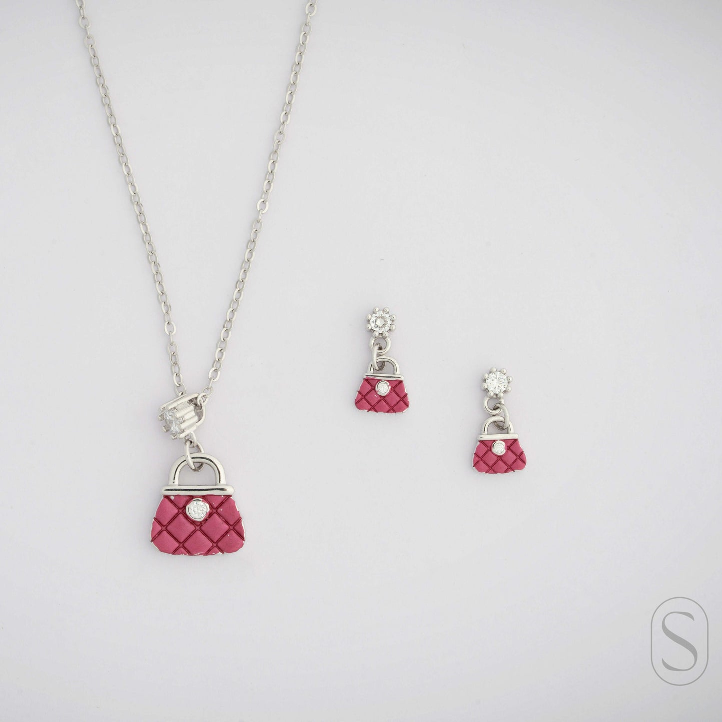 925 Silver Mini Bag Pendant set