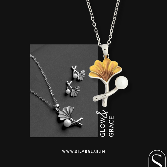 Golden Ginkgo Pearl Pendant