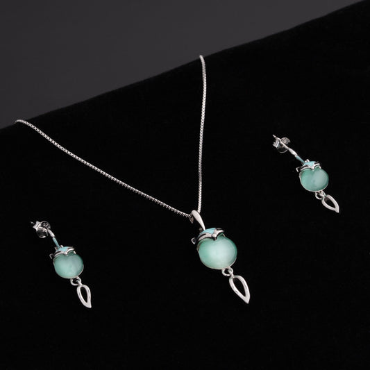 Fox Charm with Aqua Gemstone