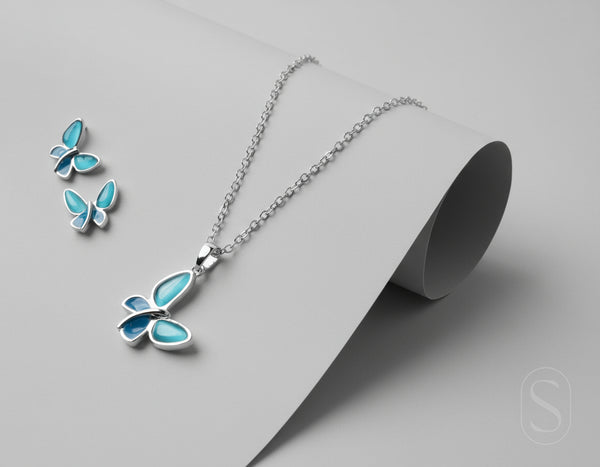 Azure Bloom Butterfly Pendant