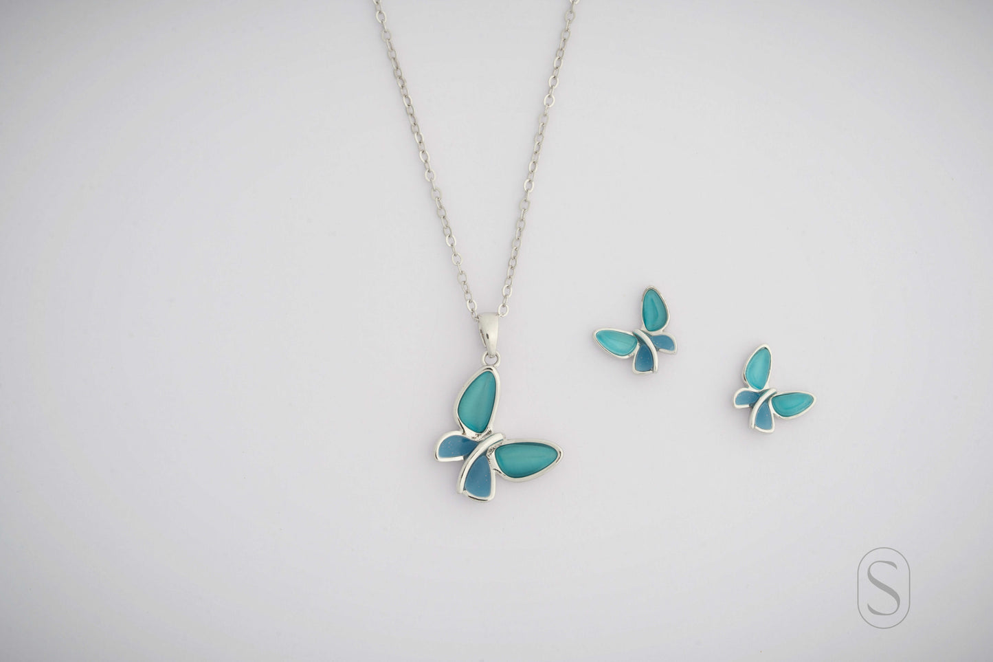 Azure Bloom Butterfly Pendant