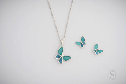 Azure Bloom Butterfly Pendant