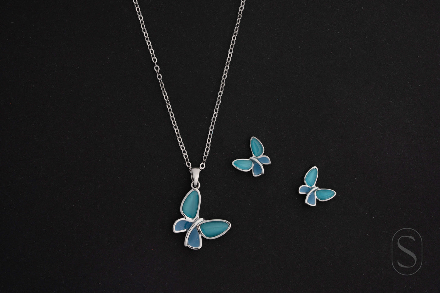 Azure Bloom Butterfly Pendant
