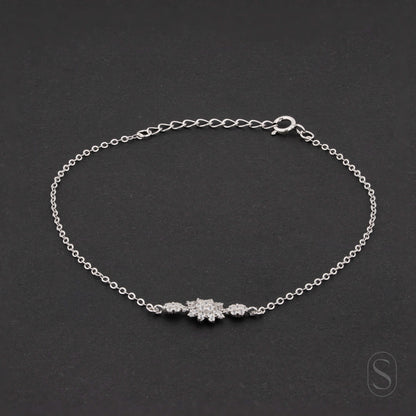 Silver Petal Cluster Delicate Bracelet