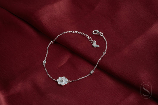 Elegant Blossom Silver Bracelet