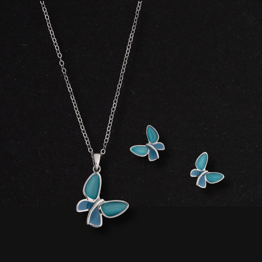 Azure Bloom Butterfly Pendant