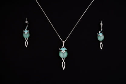 Fox Charm with Aqua Gemstone